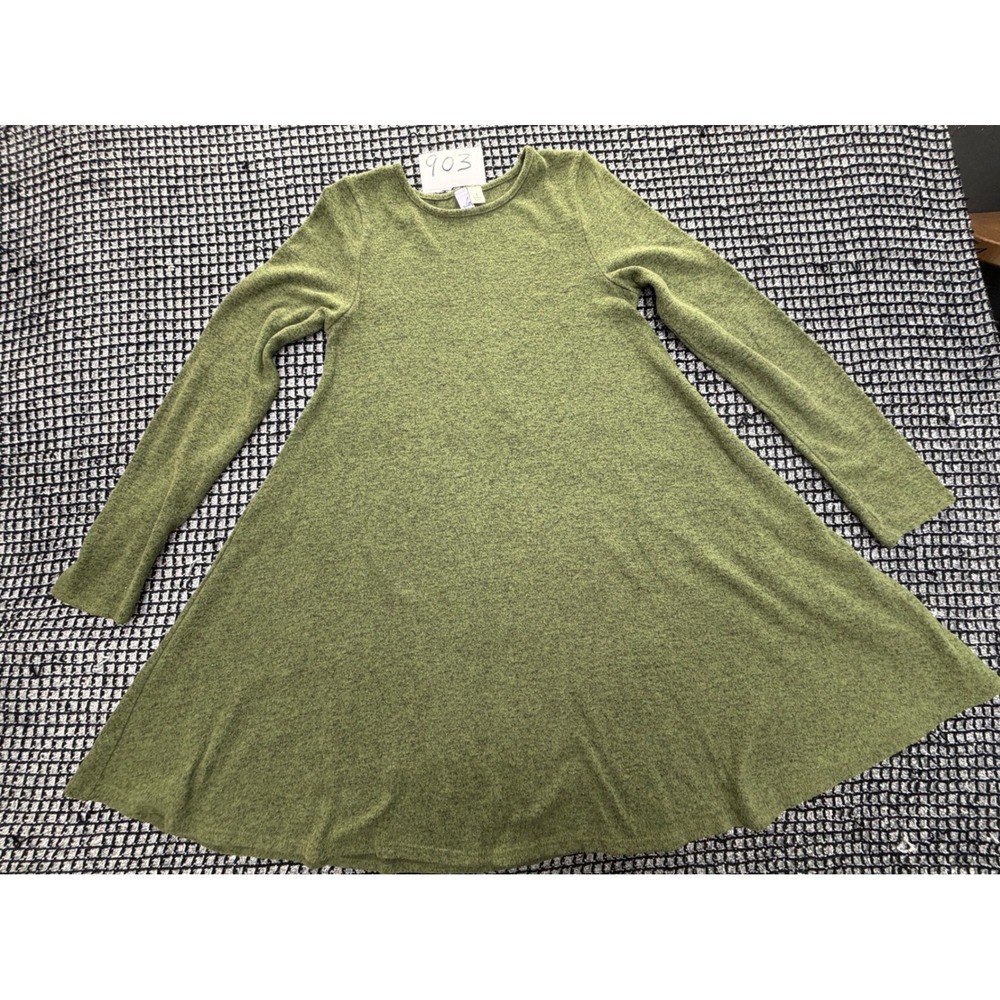 Alya Swing Dress Womens Size S Green Long Sleeve Knit Crew Neck Tunic